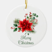 Gepersonaliseerde kerst bloemen keramisch ornament (Voorkant)
