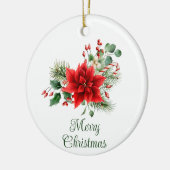 Gepersonaliseerde kerst bloemen keramisch ornament (Links)