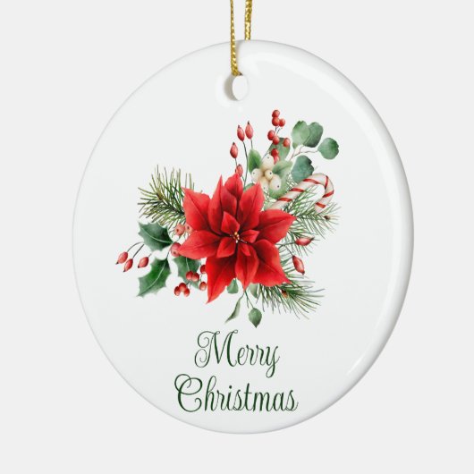 Gepersonaliseerde kerst bloemen keramisch ornament (Links)