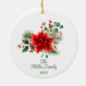 Gepersonaliseerde kerst bloemen keramisch ornament (Achterkant)