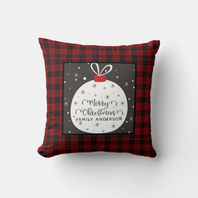 Gepersonaliseerde kerst Buffel Plaid Schattig Baub Kussen (Voorkant)