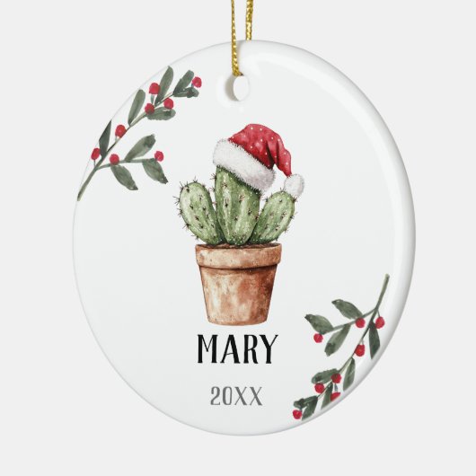 Gepersonaliseerde Kerst Cactus Keepsake Gift Keramisch Ornament (Links)