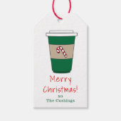 Gepersonaliseerde Kerst Candy Cane Koffie Thee Cadeaulabel (Voorkant)