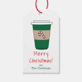 Gepersonaliseerde Kerst Candy Cane Koffie Thee Cadeaulabel