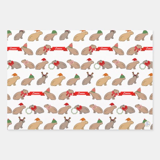 Gepersonaliseerde kerst Capybara Schattige Wildlif Inpakpapier Vel (Voorkant)