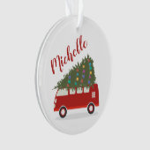 Gepersonaliseerde Kerst Car & Tree Ornament (voorkant)