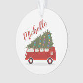 Gepersonaliseerde Kerst Car & Tree Ornament (voorkant)