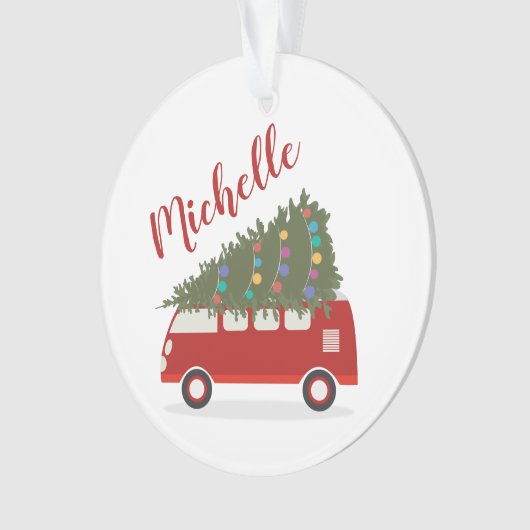 Gepersonaliseerde Kerst Car & Tree Ornament (voorkant)