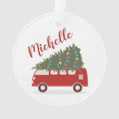 Gepersonaliseerde Kerst Car & Tree Ornament (voorkant)