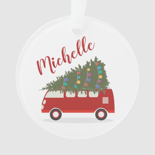 Gepersonaliseerde Kerst Car & Tree Ornament (voorkant)