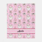 Gepersonaliseerde Kerst Coquette Bow Santa Blanket Fleece Deken (Voorkant)