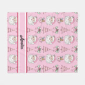 Gepersonaliseerde Kerst Coquette Bow Santa Blanket Fleece Deken (Voorkant (Horizontaal))