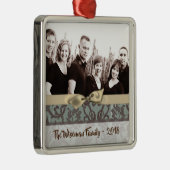 Gepersonaliseerde Kerst Damast Winte FOTO Ornament (Rechts)