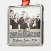 Gepersonaliseerde Kerst Damast Winte FOTO Ornament (Links)