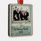 Gepersonaliseerde Kerst Damast Winte FOTO Ornament (Rechts)