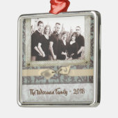 Gepersonaliseerde Kerst Damast Winte FOTO Ornament (Links)