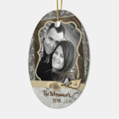 Gepersonaliseerde Kerst Damast Winte FOTO Ornament (Links)