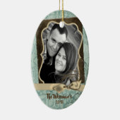 Gepersonaliseerde Kerst Damast Winte FOTO Ornament (Rechts)