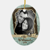 Gepersonaliseerde Kerst Damast Winte FOTO Ornament (Voorkant)