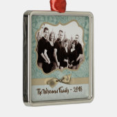 Gepersonaliseerde Kerst Damast Winte FOTO Ornament (Rechts)