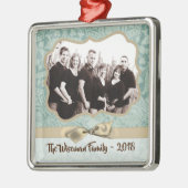 Gepersonaliseerde Kerst Damast Winte FOTO Ornament (Links)