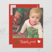 Gepersonaliseerde Kerst Dank u Foto Briefkaart (Voorkant / Achterkant)