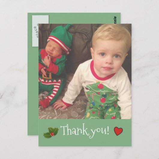 Gepersonaliseerde Kerst Dank u Foto Briefkaart (Voorkant / Achterkant)