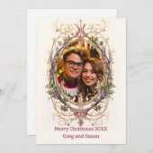 Gepersonaliseerde kerst decoratieve ovaal feestdagenkaart (Voorkant / Achterkant)