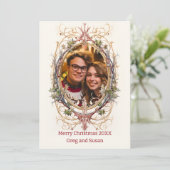 Gepersonaliseerde kerst decoratieve ovaal feestdagenkaart (Staand voorkant)