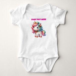 Gepersonaliseerde Kerst Eenhoorn Baby Bodysuit
