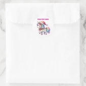 Gepersonaliseerde Kerst Eenhoorn Cirkel Sticker (Tas)