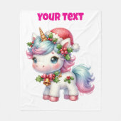 Gepersonaliseerde Kerst Eenhoorn Fleece Deken (Voorkant)