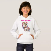 Gepersonaliseerde Kerst Eenhoorn Hoodie voor Kinde (Voorkant volledig)