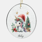Gepersonaliseerde Kerst Eenhoorn Ornament (Links)