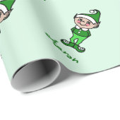 Gepersonaliseerde Kerst Elf cadeau inpakpapier (Rol Hoek)
