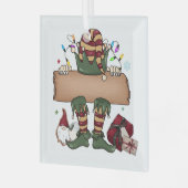 Gepersonaliseerde kerst elf glas ornament (Voorkant links)