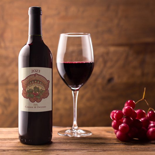 Gepersonaliseerde Kerst en Yule Zegeningen Vakanti Wijn Etiket