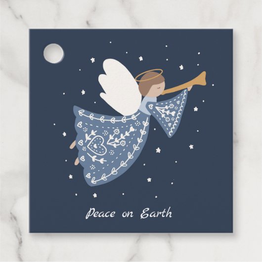 Gepersonaliseerde Kerst Engel Vakantie Vrede Aarde Bedankjes Labels (Voorkant)