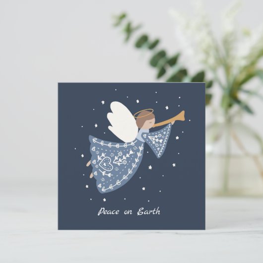 Gepersonaliseerde Kerst Engel Vakantie Vrede Aarde Kaart (Staand voorkant)