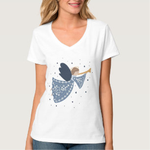Gepersonaliseerde Kerst Engel Vakantie Vrede Aarde T-shirt