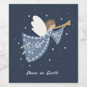 Gepersonaliseerde Kerst Engel Vakantie Vrede Aarde Wijn Etiket (Enkel label)