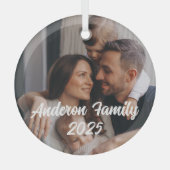 Gepersonaliseerde Kerst Familie Aangepaste Fototek Glas Ornament (Voorkant)