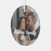 Gepersonaliseerde Kerst Familie Aangepaste Fototek Glas Ornament (Voorkant links)