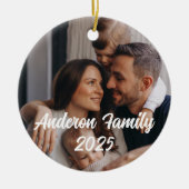 Gepersonaliseerde Kerst Familie Aangepaste Fototek Keramisch Ornament (Voorkant)