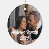 Gepersonaliseerde Kerst Familie Aangepaste Fototek Keramisch Ornament (Links)