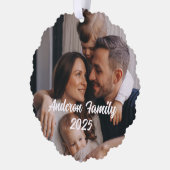 Gepersonaliseerde Kerst Familie Aangepaste Fototek Ornament Kaart (Links)