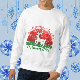 Gepersonaliseerde kerst familie retro sneeuw rendi t-shirt
