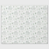Gepersonaliseerde Kerst Familienaam Sage Green Cadeaupapier (Vlak)