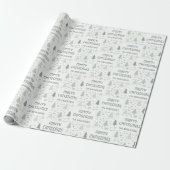 Gepersonaliseerde Kerst Familienaam Sage Green Cadeaupapier (Uitgerold)