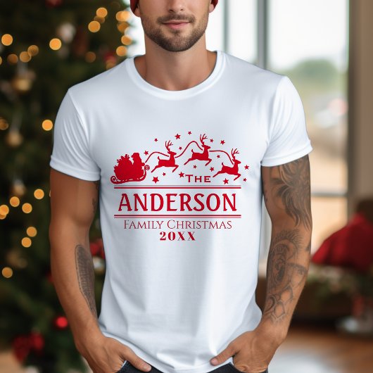 Gepersonaliseerde kerst familienaam vakantie t-shirt